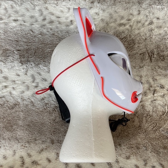 NWT! Demon Slayer Anime white fox mask LED light up Halloween costume horror - Picture 9 of 11